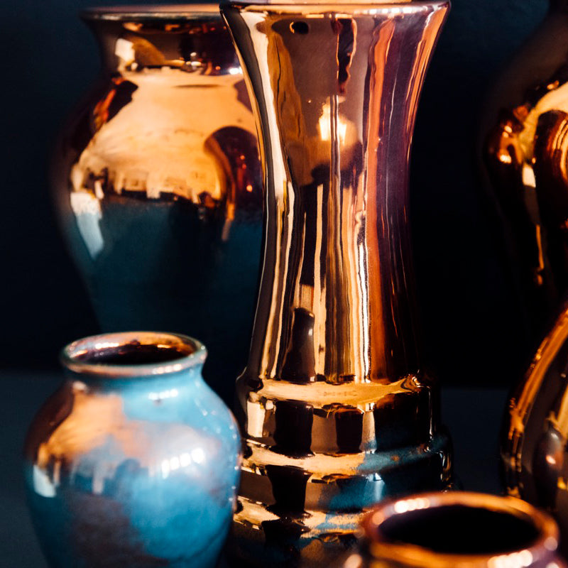 Ceramic Step Vase| Copper Iridescent