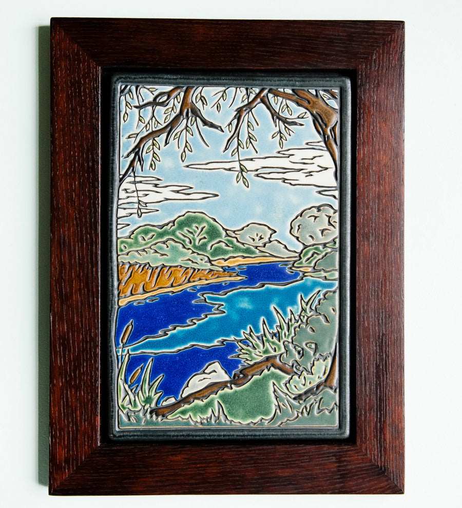 The Framed Hand-Painted Lake Okonoka Tile.