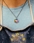 The colorful silver version of the Hex Necklace.