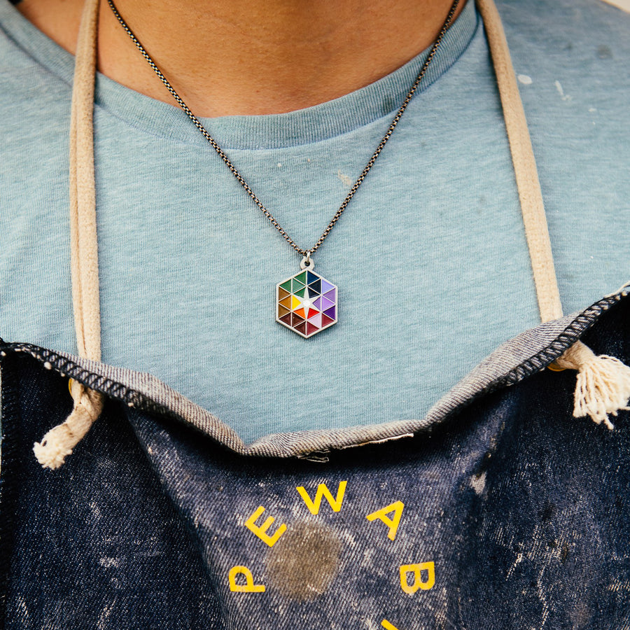The colorful silver version of the Hex Necklace.