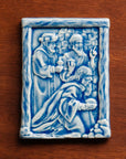 This tile features the glossy steel blue Celestite Glaze.