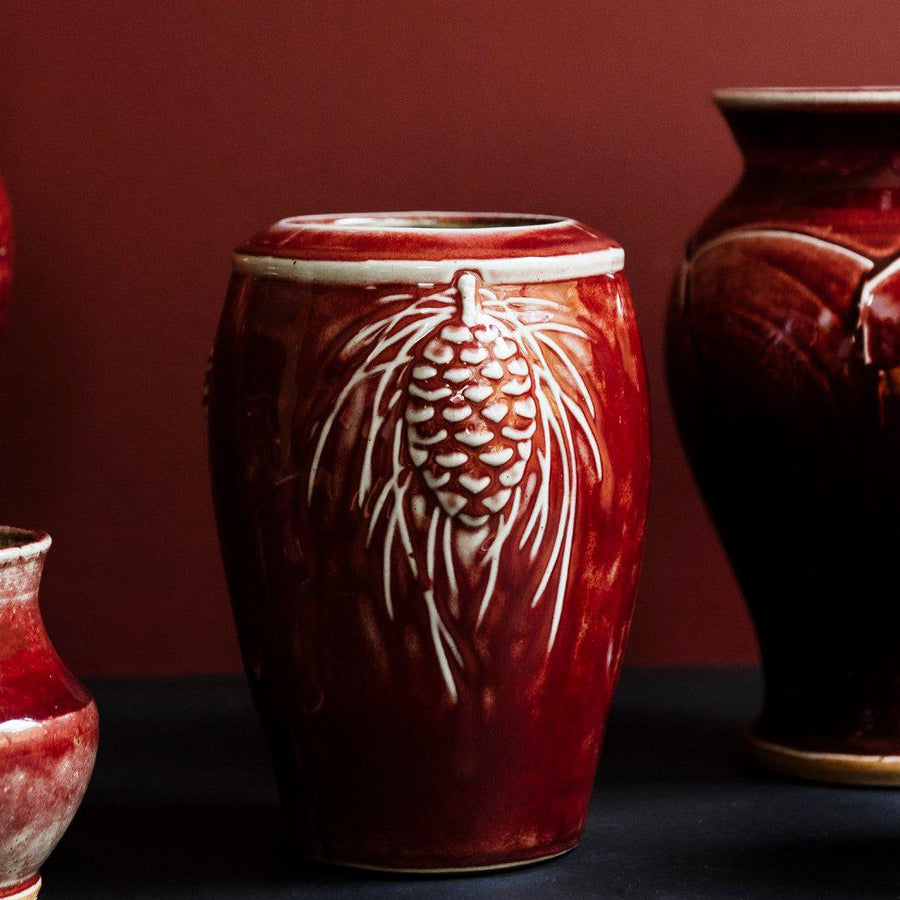 Ceramic Pine Cone Vase, Winterberry