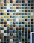 The colors of the tile make a random pattern.