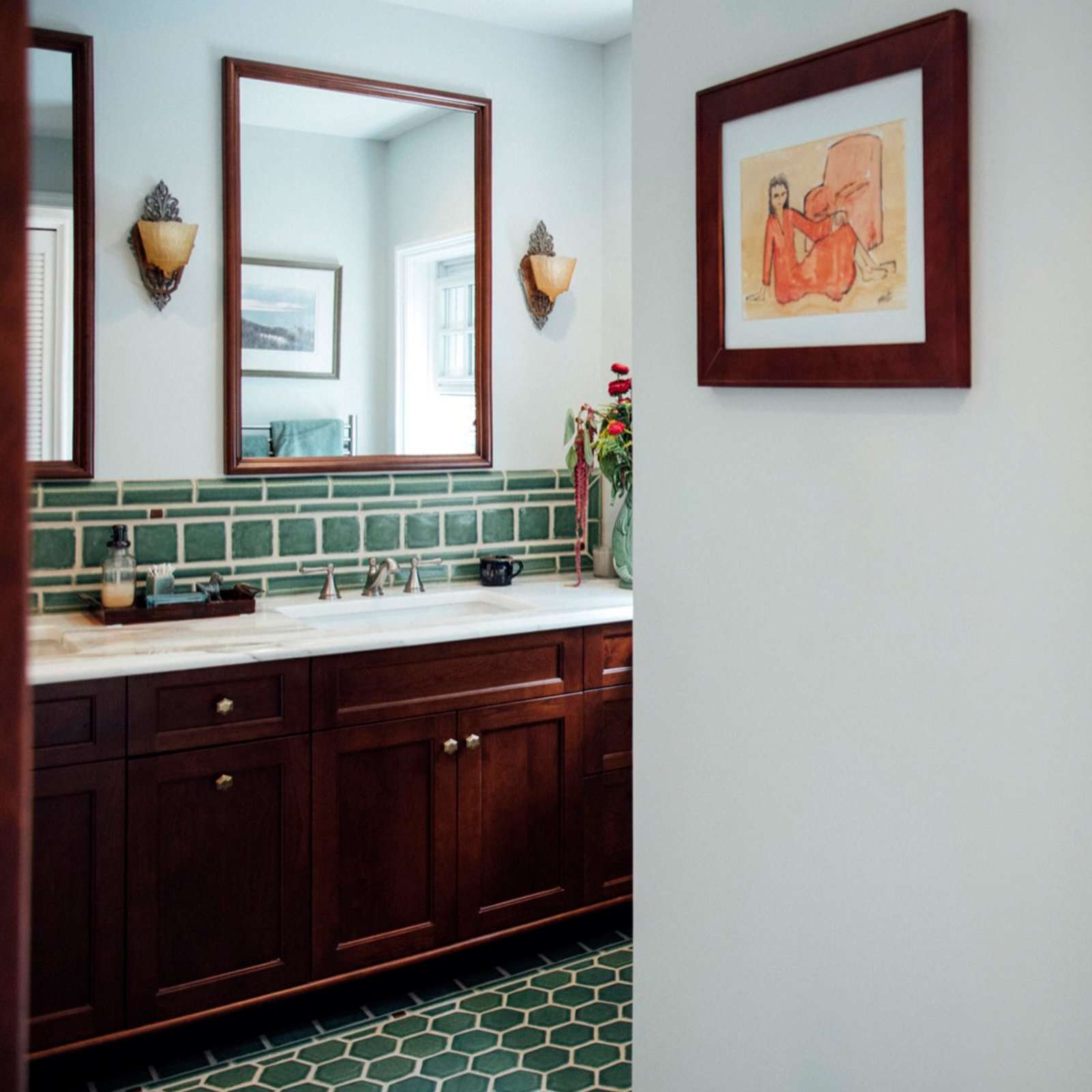 Ceramic Serene Green Bathroom