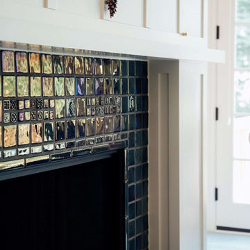 Ceramic Iridescent Fireplace with 2x2 accents
