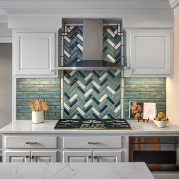 Spearmint Herringbone Backsplash