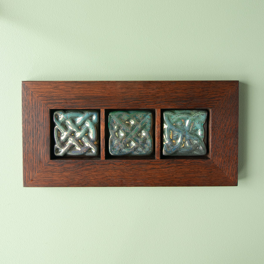 Framed Celtic Knots Triptych | Matte Green Iridescent