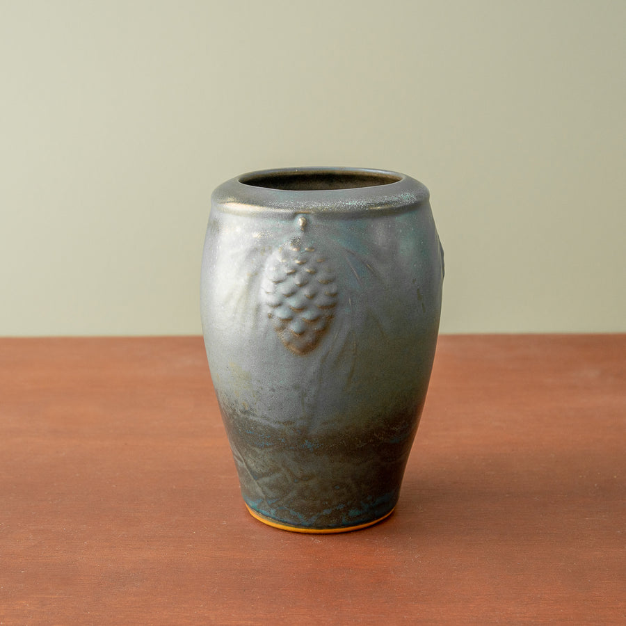 Pine Cone Vase | Matte Green Iridescent