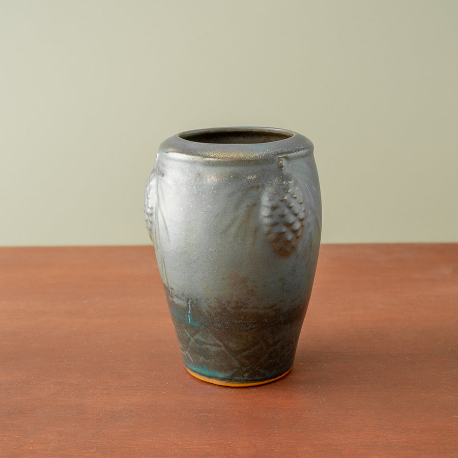 Pine Cone Vase | Matte Green Iridescent