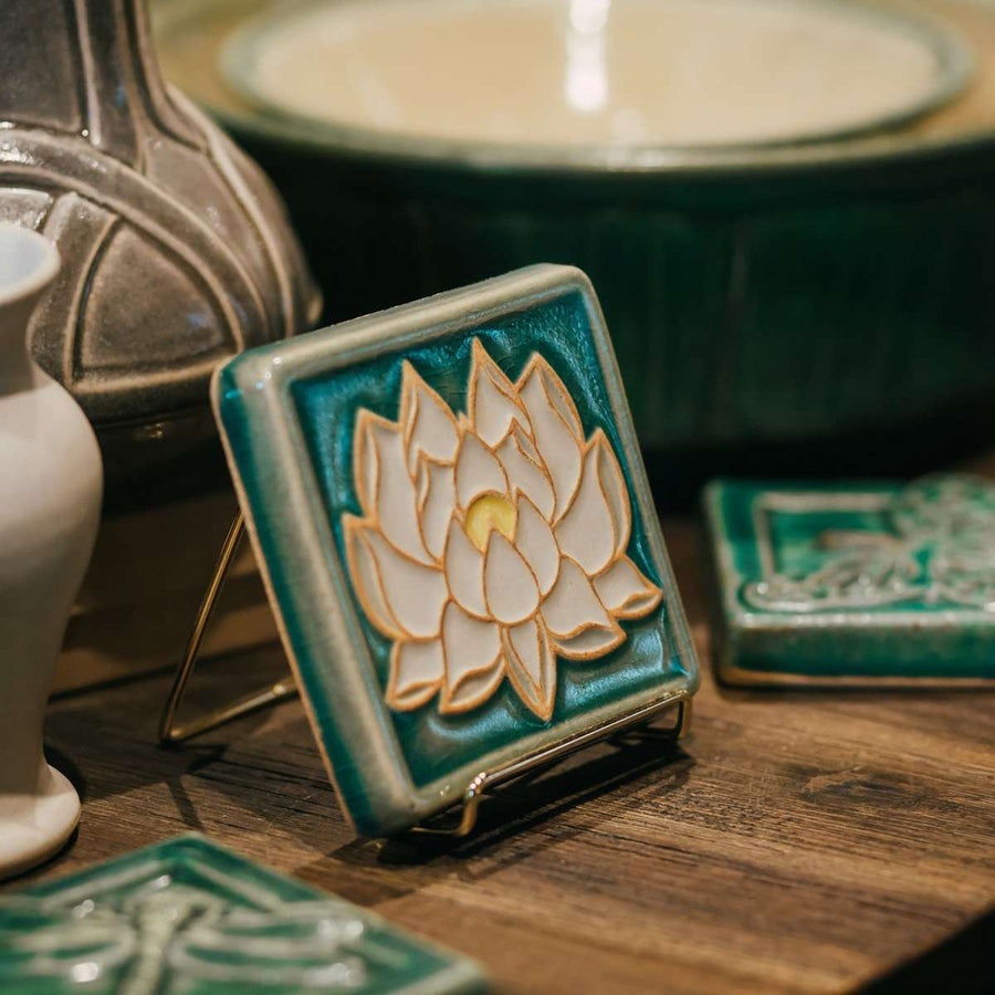 Lotus Tile, Hand-Painted