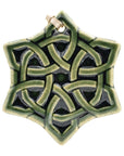 A close up of the Celtic Knot Ornament shows a circular ring that winds through the center of the design.