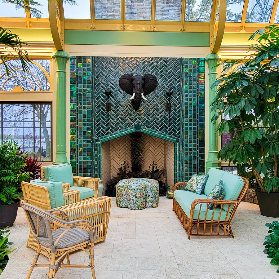 Palm House Fireplace – Pewabic Pottery