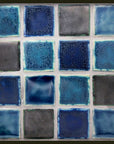 One square foot of Belle Isle tile blend includes glossy and matte 3x3 tiles in a mixture of blue and gray colors.