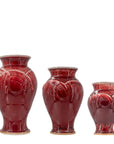 All three sizes of the classic vase sit in a row.