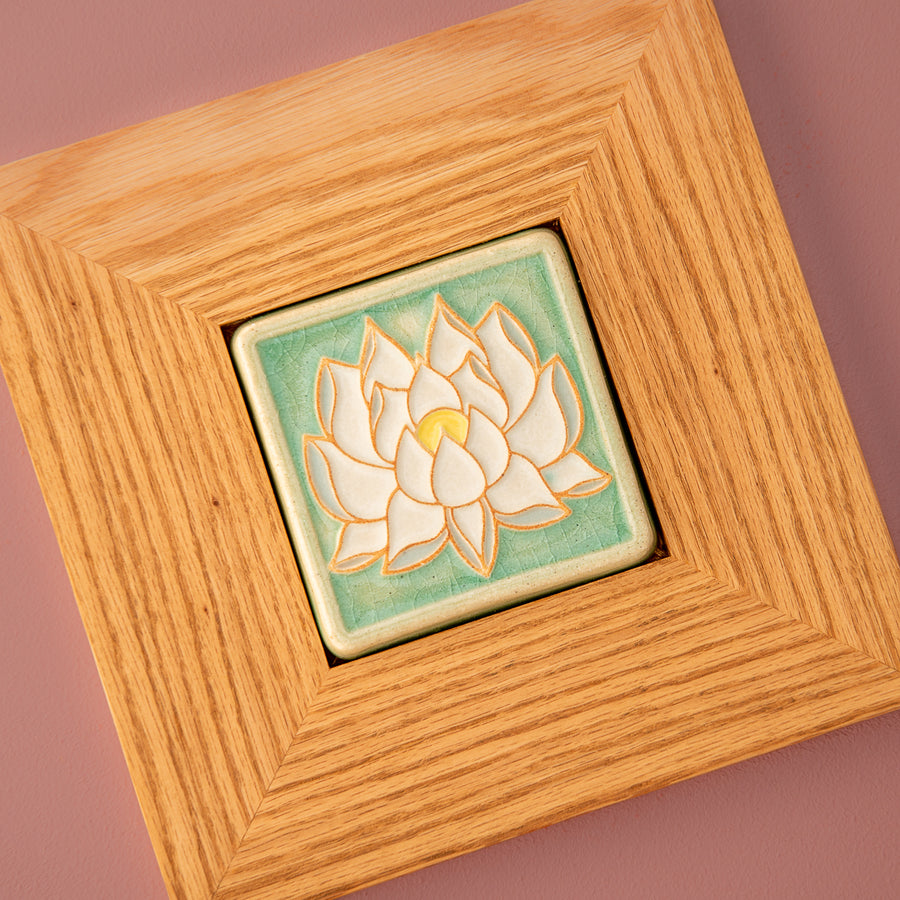 Framed Hand-Painted Lotus