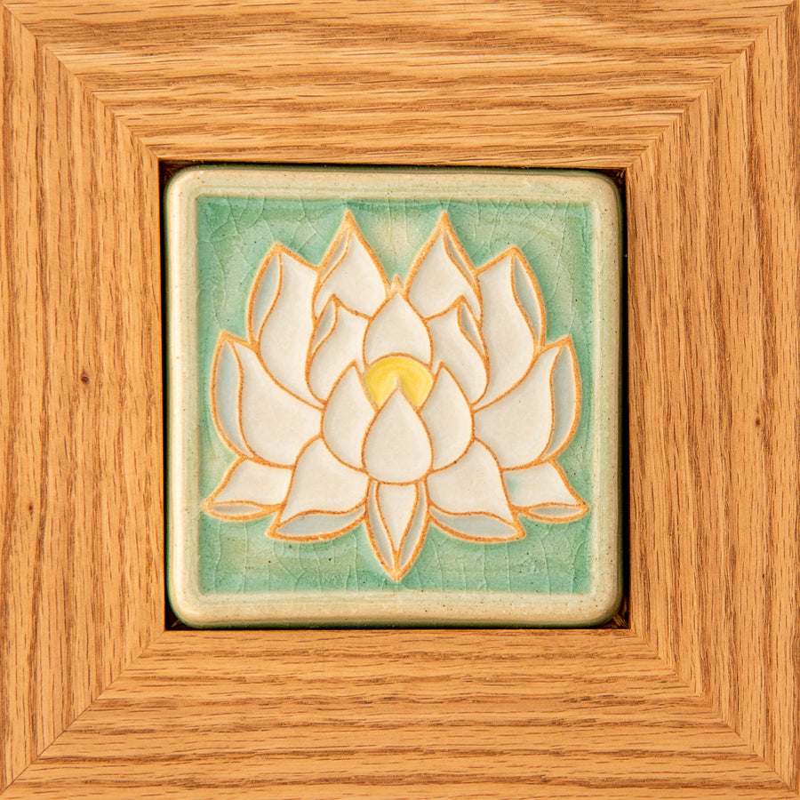Framed Hand-Painted Lotus