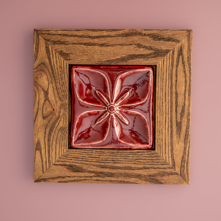 Framed Winterberry Geo Flower Tile